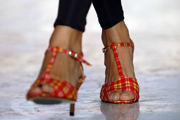 Asymmetrical base heels walk